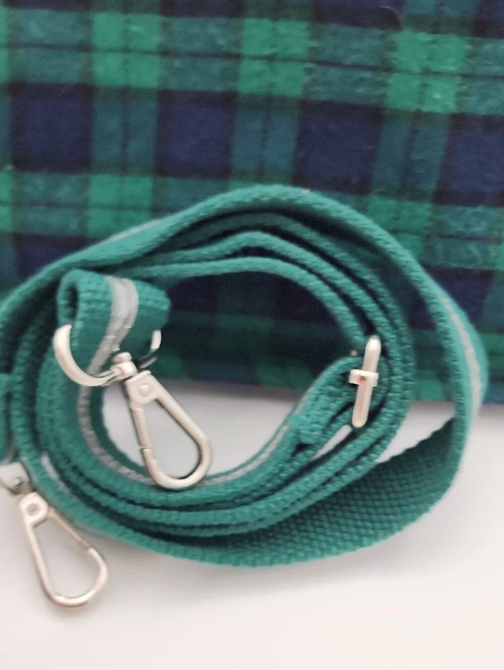 America & Beyond Green Plaid Beaded Tote